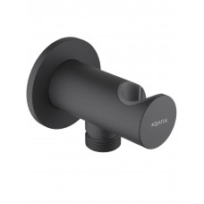 Шланговое подсоединение с держателем Aquanet AQ2464MB матовый черный AQ2464MB