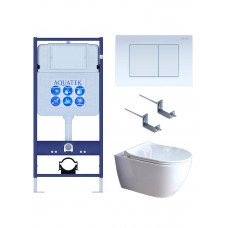 Комплект инсталляции 4 в 1 Aquatek Поларис (рама Standard, унитаз AQ0700-01, сиденье soft-close, панель KDI-0000009) ПОЛАРИС-01-009
