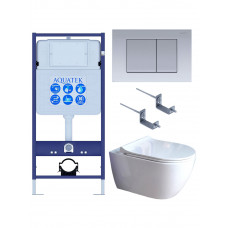Комплект инсталляции 4 в 1 Aquatek Поларис (рама Standard, унитаз AQ0700-01, сиденье soft-close, панель KDI-0000011) ПОЛАРИС-01-011