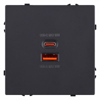 Розетка 2хUSB type A и C без рамки Kollinger Eclipse EC-024BK