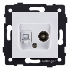ТВ-розетка и розетка Ethernet RJ-45 без рамки Kollinger REA-021WH ТВ-розетка и розетка Ethernet RJ-45 без рамки Kollinger REA-021WH
