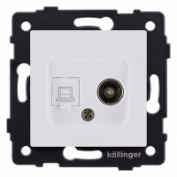 ТВ-розетка и розетка Ethernet RJ-45 без рамки Kollinger  REA-021WM