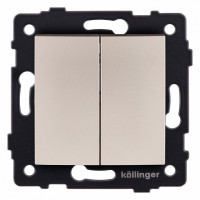 Выключатель двухклавишный без рамки Kollinger  REA-R-011GD