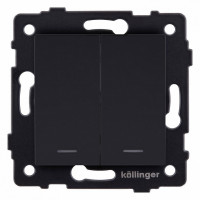 Выключатель двухклавишный с подсветкой без рамки Kollinger  REA-S-008BM