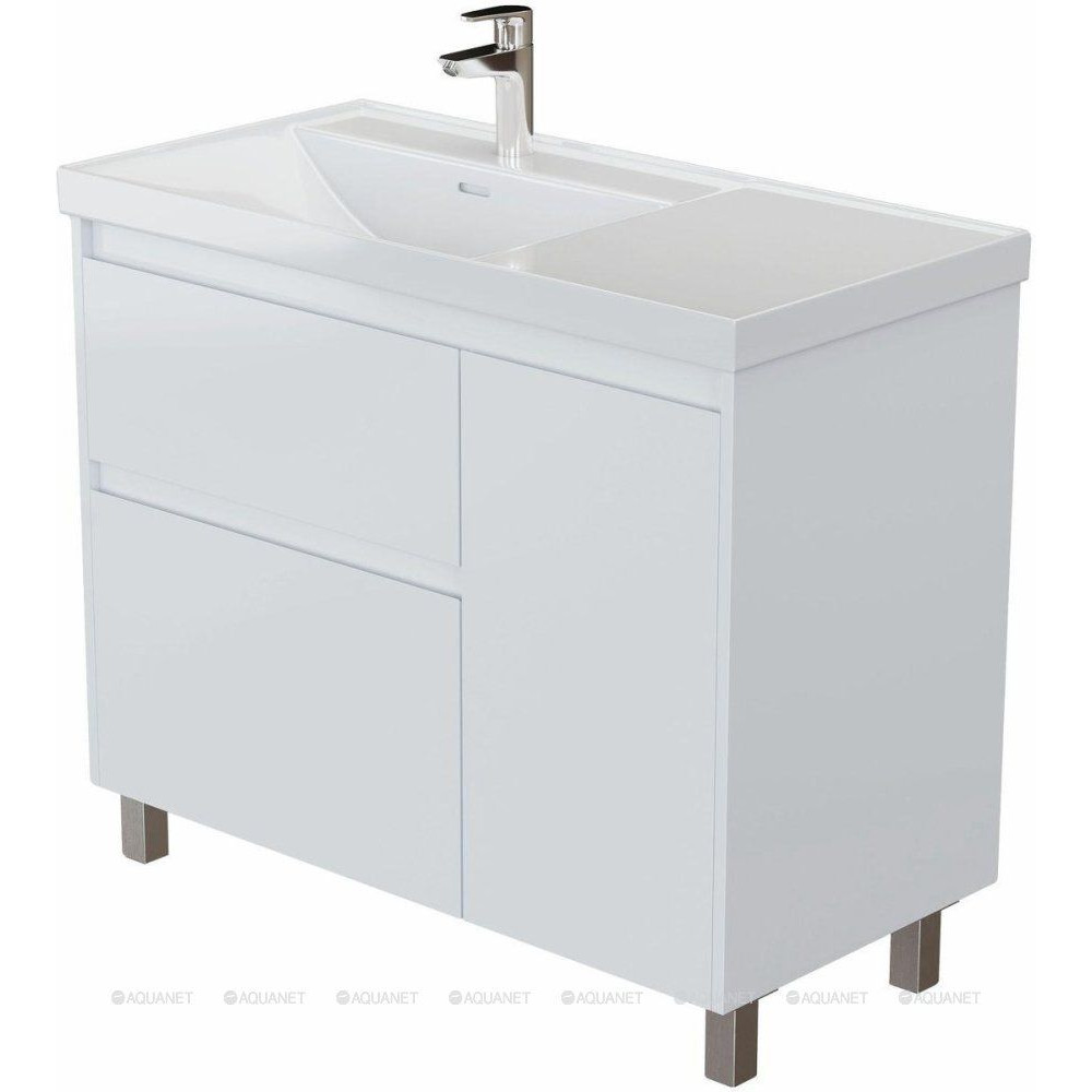 Тумба под раковину Aquanet Nova Lite 2.0 90 L напольная белый глянец 00346339