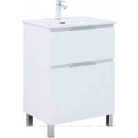 Тумба с раковиной Aquanet Алвита new 60 Flat напольная 2 ящика белый матовый 00345675