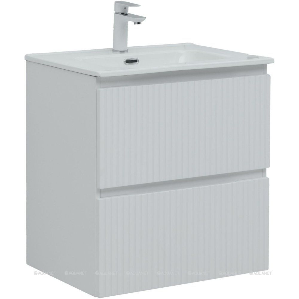 Тумба с раковиной Aquanet Джейн 60 белый матовый раковина Flat 00332546
