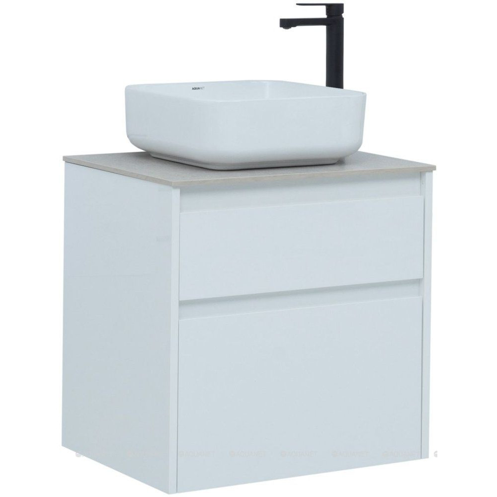 Тумба с раковиной Aquanet Nova Lite 60 2 ящика белый глянец 00245240