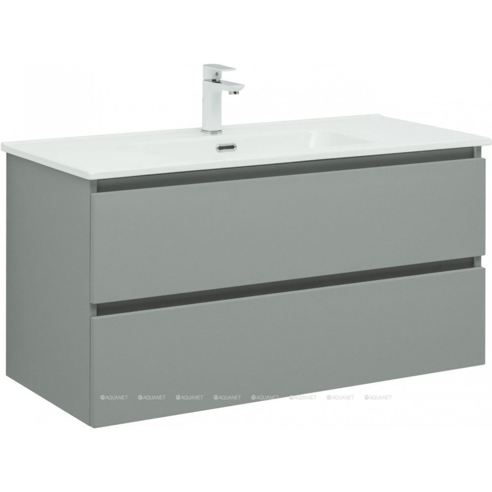 Тумба с раковиной Aquanet Вега 2.0 100 Flat 2 ящика мисти грин 00344772