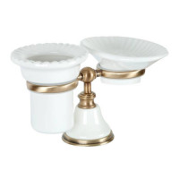 Держатель настольный с мыльницей и стаканом Tiffany World Harmony 141 белый/бронза TWHA141bi/br