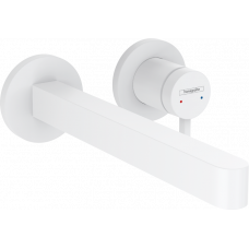Смеситель для раковины Hansgrohe Finoris настенный на 2 отверстия излив 225 мм внешняя часть белый матовый 76050700 Смеситель для раковины Hansgrohe Finoris настенный на 2 отверстия излив 225 мм внешняя часть белый матовый 76050700
