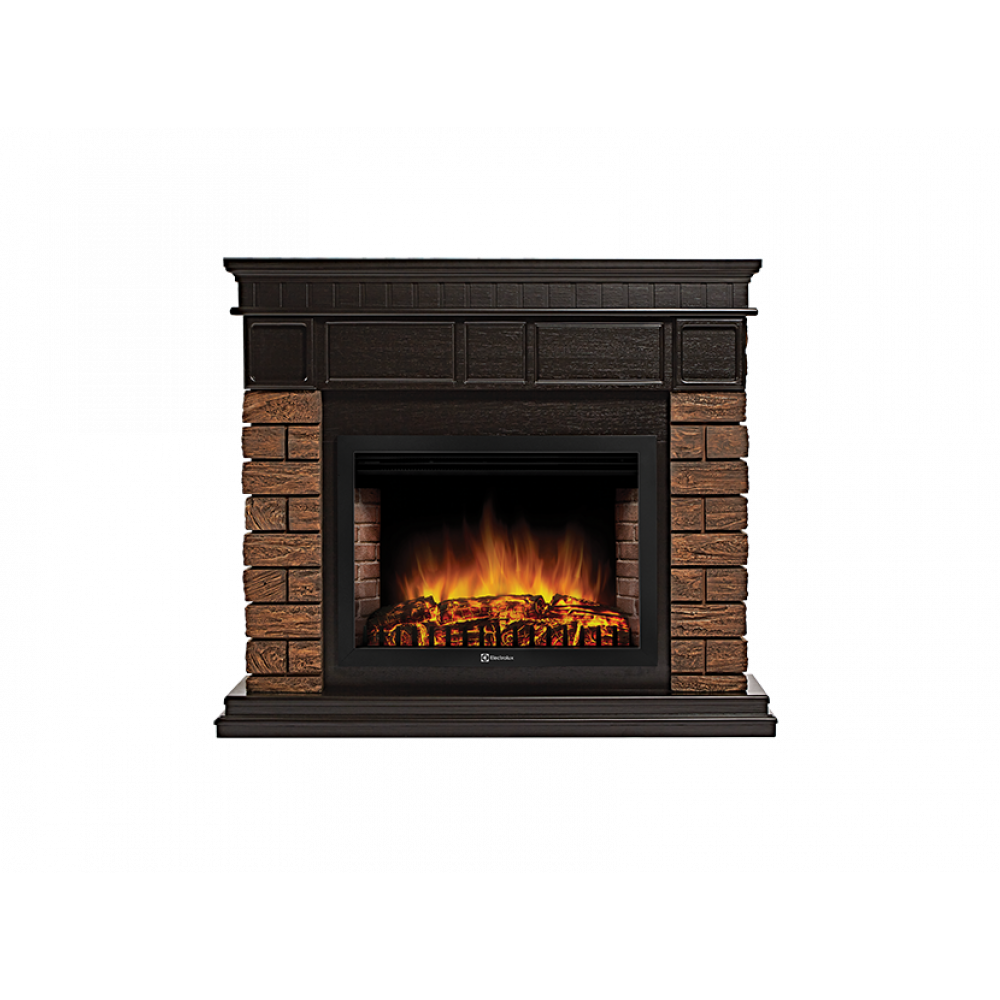 Портал для электрокамина Firelight Bricks Wood 30 камень темный шпон венге НС-1287018