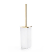 Ершик для туалета напольный 3SC Mood White композит Solid Surface белый матовый/золото 24к MW17AGD