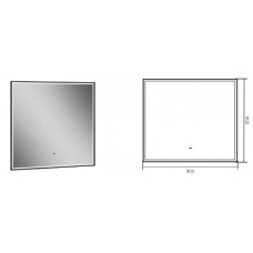 Зеркало Aqman с LED подсветкой 900x800 мм черный AQM9113B Зеркало Aqman с LED подсветкой 900x800 мм черный AQM9113B