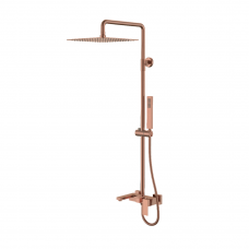 Душевая стойка Boheme Qubic со смесителем и верхним душем 30 см copper brushed 478-CB Душевая стойка Boheme Qubic со смесителем и верхним душем 30 см copper brushed 478-CB