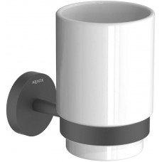 Стакан с держателем Aquatek БЕТТА матовый черный AQ4604MB
