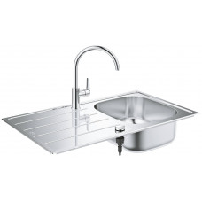 Набор GROHE K200 кухонная мойка 860x500 мм и смеситель BauEdge 31562SD1