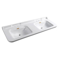 Раковина Kerasan Waldorf 150х55 см двойная 3 отверстия керамическая белый/золото 4143K1/811391oro