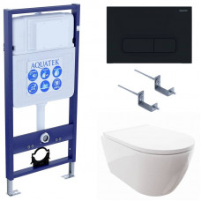 Комплект инсталляции 4 в 1 Aquatek Поларис (рама Standard, унитаз AQ0700-00, сиденье soft-close, панель KDI-0000017) ПОЛАРИС-017