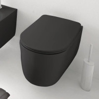 Унитаз безободковый подвесной Kerasan Nolita 55х35 см с креплениями черный матовый 531431