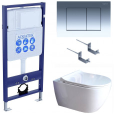Комплект инсталляции 4 в 1 Aquatek Поларис (рама Standard, унитаз AQ0700-01, сиденье soft-close, панель KDI-0000010) ПОЛАРИС-01-010