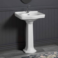 Раковина Simas Londra 58х45 см с пьедесталом 1 отверстие белая LO914bi/LO915bi
