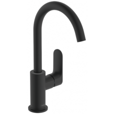 Смеситель для раковины Hansgrohe Rebris S 240 со сливным гарнитуром черный матовый 72536670