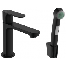 Смеситель для раковины Hansgrohe Rebris S 110 с гигиеническим душем черный матовый 72215670