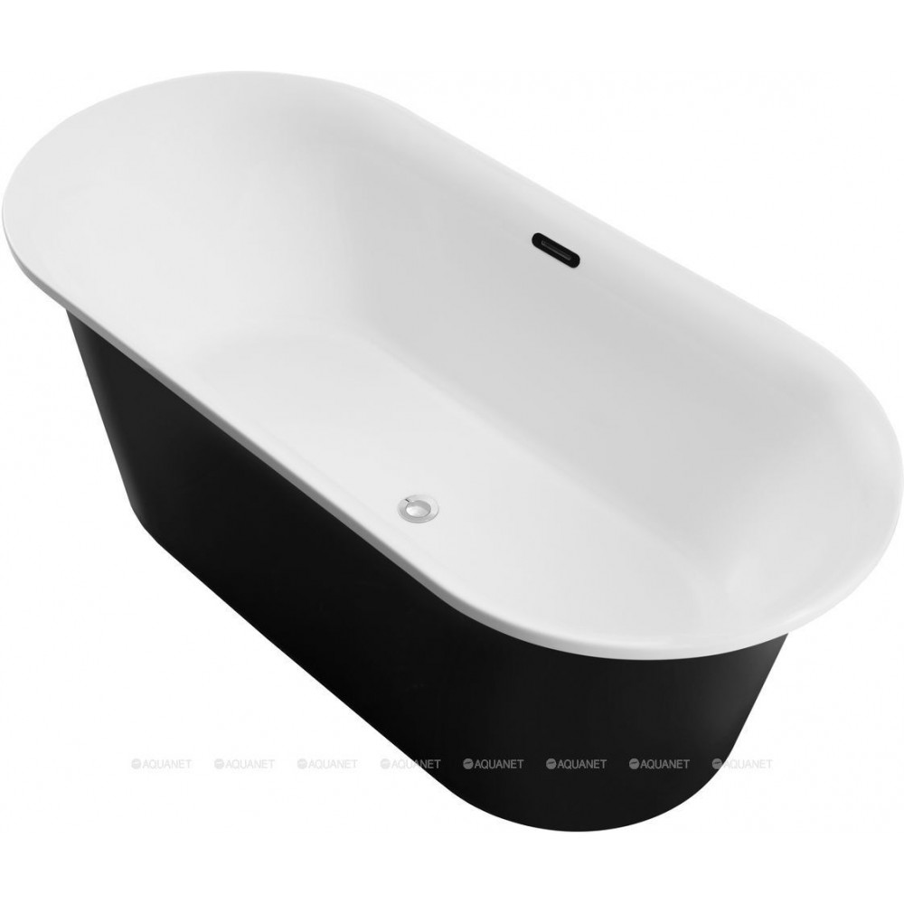 Ванна акриловая Aquanet Family Smart 1700x780 мм со сливом-переливом белый матовый/черный матовый 88778-MW-MB