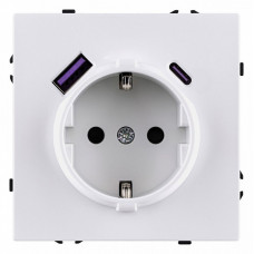 Розетка с заземлением и со шторкой и 2хUSB type A и C, без рамки Kollinger Eclipse EC-016WG