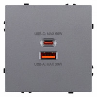 Розетка 2хUSB type A и C без рамки Kollinger Eclipse EC-024GY