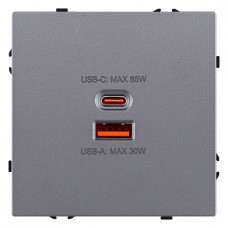 Розетка 2хUSB type A и C без рамки Kollinger Eclipse EC-024GY