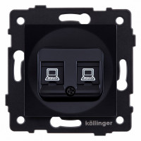 Розетка двойная Ethernet RJ-45 и со шторками, без рамки Kollinger  REA-019BK