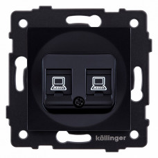 Розетка двойная Ethernet RJ-45 и со шторками, без рамки Kollinger  REA-019BK