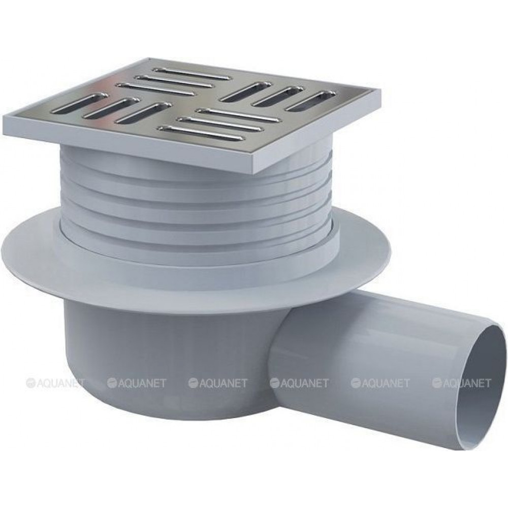 Трап сливной AlcaPlast 105x105/50 мм боковой выпуск решетка нерж. сталь APV26