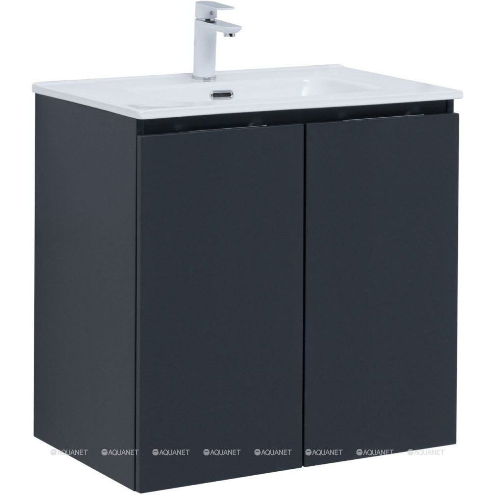 Тумба под раковину Aquanet Алвита new 70 подвесная 2 двери антрацит 00303904