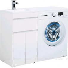 Тумба с раковиной Aquanet Токио 110 L напольная 1 ящик 2 фасада белый глянец 00239204