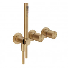 Смеситель для ванны Gessi Habito Diamantato настенный, с ручным душем, цвет Warm Bronze Brushed PVD 70638#726 Смеситель для ванны Gessi Habito Diamantato настенный, с ручным душем, цвет Warm Bronze Brushed PVD 70638#726