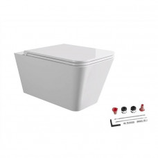 Унитаз подвесной Alice Ceramica Hide Square 55х35 см безободковый с сиденьем микролифт 31210101SET Унитаз подвесной Alice Ceramica Hide Square 55х35 см безободковый с сиденьем микролифт 31210101SET
