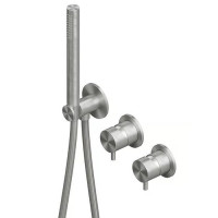 Смеситель для душа встраиваемый QuadroDesign Source на 2 потребителя с ручным душем brushed stainless steel 1368.00AS