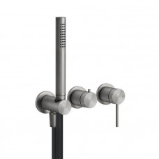 Смеситель встраиваемый Gessi 316 на 2 потребителя с ручной лейкой Steel Brushed 54039#239