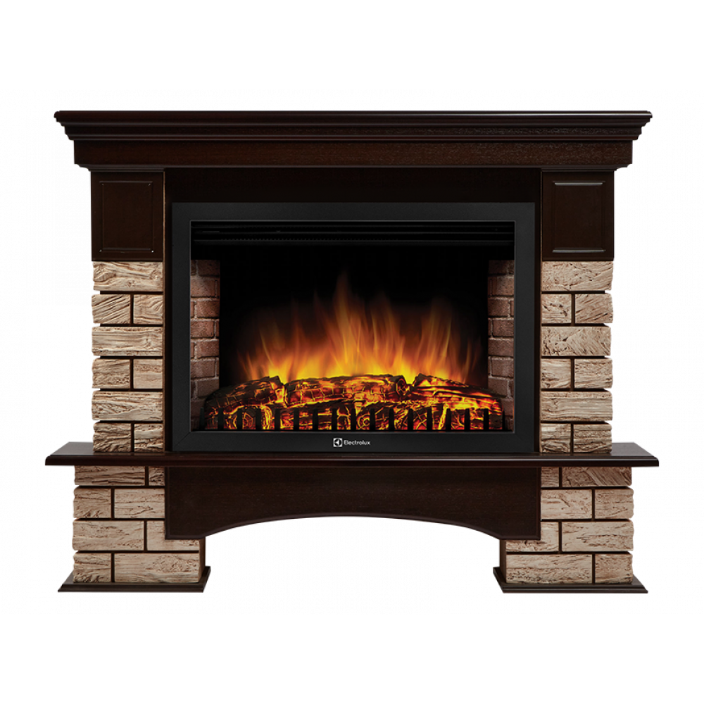 Портал для электрокамина Firelight Forte Wood 30 коричневый камень шпон темный дуб НС-1292164