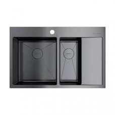 Кухонная мойка Omoikiri Akisame 78-2-L-GM 78x51 см вороненая сталь 4973101