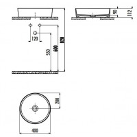 Раковина накладная Creavit LOOP 40 см белая LP140-00CB00E-0000