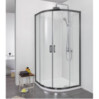 Душевой уголок Aquanet Aria 1/4 круга 800x800x2000 мм черный прозрачное стекло AQ ARI RO 08020BL