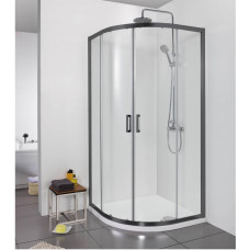 Душевой уголок Aquanet Aria 1/4 круга 800x800x2000 мм черный прозрачное стекло AQ ARI RO 08020BL