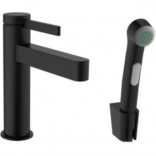 Смеситель для раковины hansgrohe Finoris 110 однорычажный с гигиеническим душем матовый черный 76210670 Смеситель для раковины hansgrohe Finoris 110 однорычажный с гигиеническим душем матовый черный 76210670