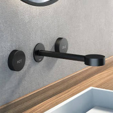 Смеситель для раковины Cisal Slim на 3 отверстия из стены черный матовый SM01351040