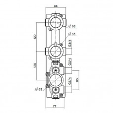 Встраиваемая часть термостатического смесителя QuadroDesign с 2 вентилями IN049 Встраиваемая часть термостатического смесителя QuadroDesign с 2 вентилями IN049