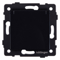 Розетка с заземлением с крышкой, без рамки Kollinger  REA-006BK